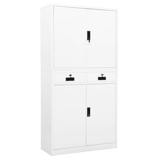 Vidaxl Pisarniška omara bela 90x40x180 cm jeklo