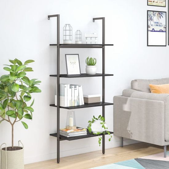 Vidaxl 4-nadstropni prislonski regal črn 64x35x152,5 cm
