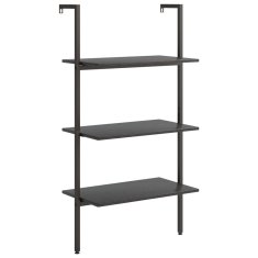 Vidaxl 3-nadstropni prislonski regal črn 64x35x120,5 cm