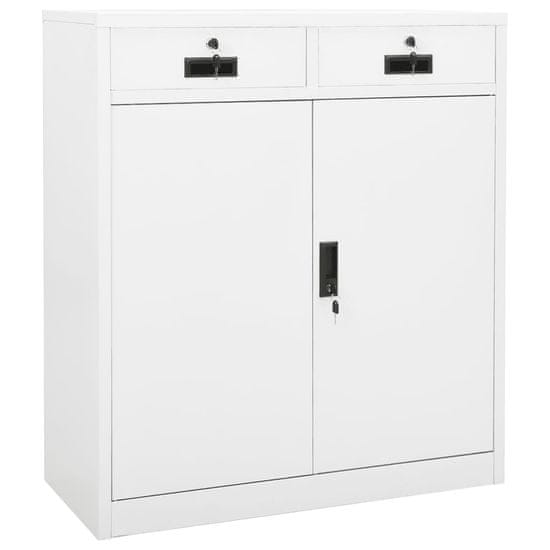 Vidaxl Pisarniška omara bela 90x40x102 cm jeklo
