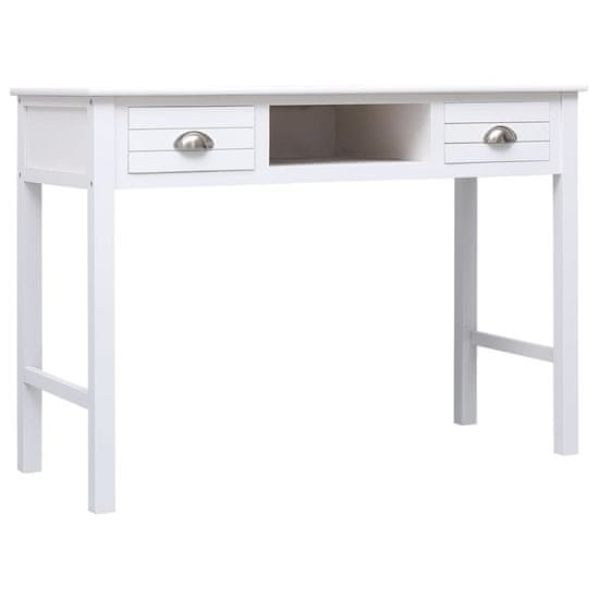 Vidaxl Pisalna miza bela 108x45x76 cm trden les pavlovnije