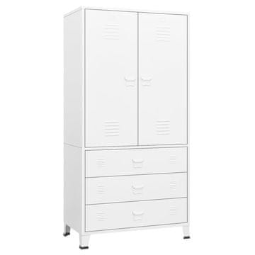 Vidaxl Garderobna omara bela 90x50x180 cm kovina