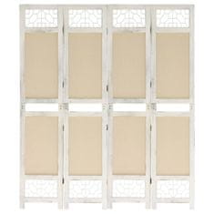 Greatstore 338559 4-Panel Room Divider Cream 140x165 cm Fabric