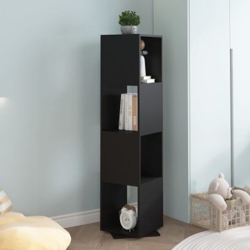 Greatstore Vrtljiva omarica črna 34,5x34,5x147,5 cm iverna plošča