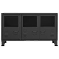 Vidaxl Komoda črna 105x35x62 cm kovina in steklo