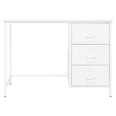 Vidaxl Industrijska pisalna miza s predali bela 105x52x75 cm jeklo