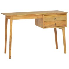 Vidaxl Pisalna miza z 2 predaloma 110x52x75 cm trdna tikovina