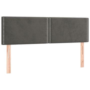 Vidaxl Posteljno vzglavje temno siva 144x5x78/88 cm žamet