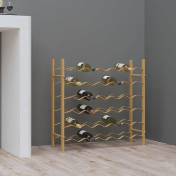 Vidaxl Stojalo za vino za 36 steklenic, zlato, kovinsko