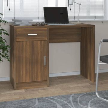 Vidaxl vidaXL Pisalna miza s predalom in omarico rjav hrast 100x40x73 cm