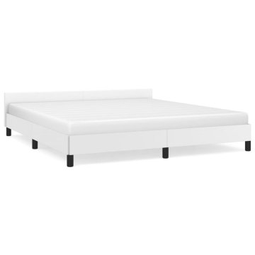 Vidaxl Posteljni okvir z vzglavjem brez vzmetnice bel 160x200 cm