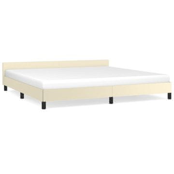 Vidaxl Posteljni okvir z vzglavjem brez vzmetnice krem 200x200 cm