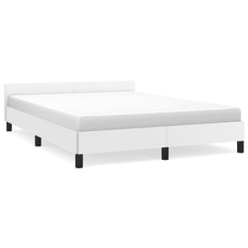 Vidaxl Posteljni okvir z vzglavjem brez vzmetnice bel 140x200 cm