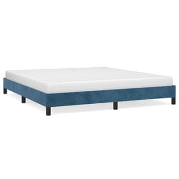 Vidaxl Posteljni okvir brez vzmetnice temno moder 160x200 cm žamet