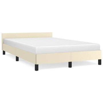 Vidaxl Posteljni okvir z vzglavjem brez vzmetnice krem 120x200 cm