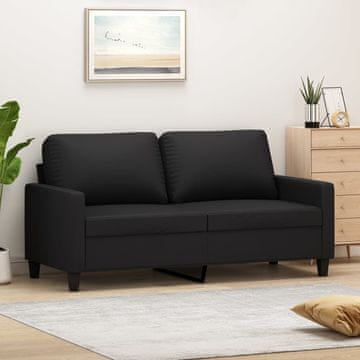 Vidaxl vidaXL Dvosed, črna, 140 cm, umetno usnje