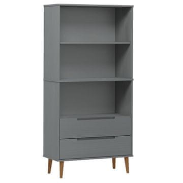 Vidaxl Knjižna omara MOLDE siva 85x35x170,5 cm trdna borovina