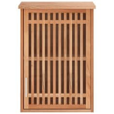 Vidaxl Stenska kopalniška omarica 42x23x60 cm trdna orehovina