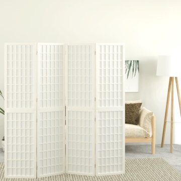 Vidaxl Zložljiv 4-delni paravan japonski stil 160x170 cm bele barve