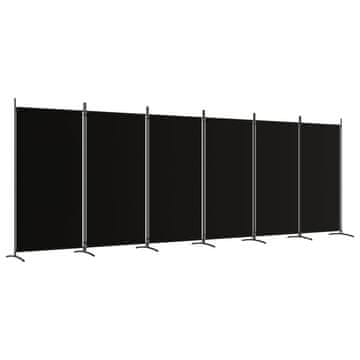 Vidaxl Paravan 6-delni črn 520x180 cm blago