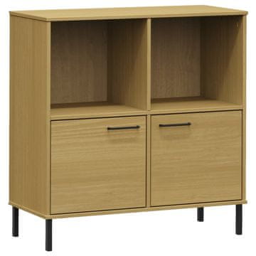 Vidaxl Knjižna omara z nogami rjava 90x35x90,5 cm trden les OSLO