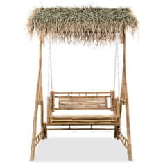 Vidaxl Gugalnica za 2 osebi s palmovimi listi bambus 202 cm