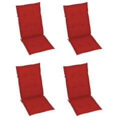 Vidaxl Blazine za vrtne stole 4 kosi rdeče 120x50x3 cm blago
