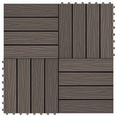 Vidaxl Talne plošče 11 kosov globok relief WPC 30x30 cm 1 m2 rjava