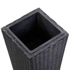 Vidaxl Visok cvetlični lonec 30x30x80 cm poli ratan črn