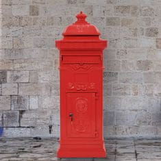 shumee Stoječi poštni nabiralnik aluminij starinski stil rdeče barve