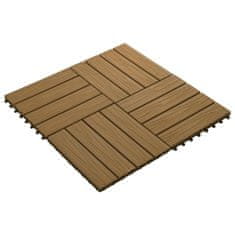 Vidaxl Talne plošče 11 kosov globok relief WPC 30x30 cm 1 m2 tikovina