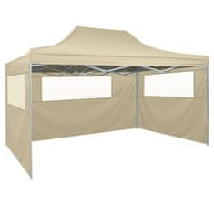 Greatstore Zložljiv šotor s 3 stenami 3x4,5 m kremne barve
