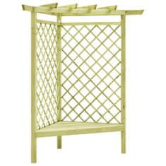 Greatstore Kotna pergola s klopjo 130x130x197 cm impregnirana borovina