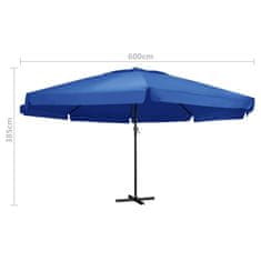 Vidaxl Zunanji senčnik z aluminijastim drogom 600 cm sinje moder