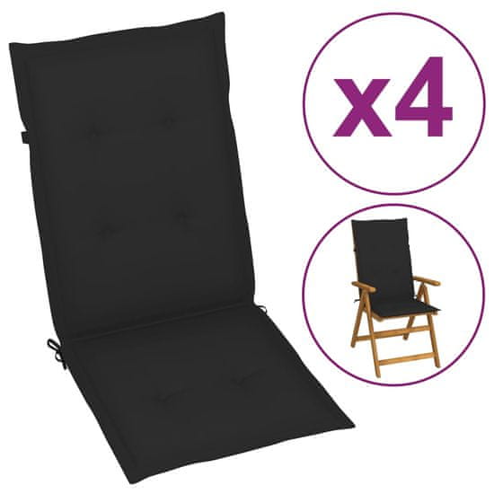 Vidaxl Blazine za vrtne stole 4 kosi črne 120x50x4 cm