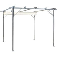 Vidaxl Pergola z zložljivo streho kremno bela 3x3 m jeklo