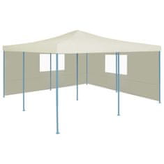 Vidaxl Zložljiv paviljon z 2 stranicama 5x5 m krem