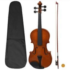 Greatstore Violina komplet z lokom in naslonom za brado temni les 4/4