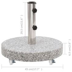 Vidaxl Podstavek za senčnik granit 30 kg okrogel siv