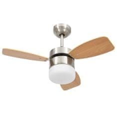 Vidaxl Stropni ventilator z lučjo in daljincem 76 cm svetlo rjav
