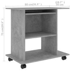 Vidaxl Računalniška miza betonsko siva 80x50x75 cm iverna plošča