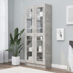 Vidaxl Vitrina betonsko siva 82,5x30,5x185,5 cm iverna plošča