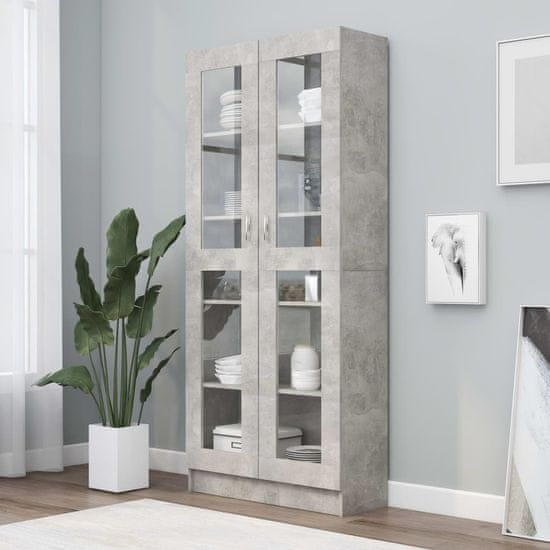 Vidaxl Vitrina betonsko siva 82,5x30,5x185,5 cm iverna plošča