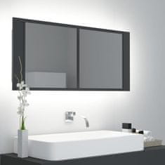 Vidaxl LED kopalniška omarica z ogledalom siva 100x12x45 cm