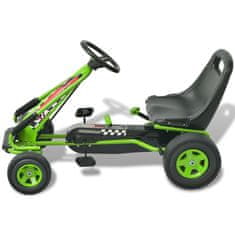 Greatstore Gokart na Pedale z Nastavljivim Sedežem Zelene Barve