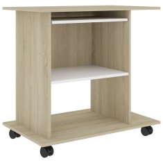 Vidaxl Računalniška miza bela in sonoma hrast 80x50x75cm iverna plošča
