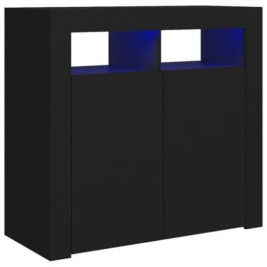shumee Komoda z LED lučkami črna 80x35x75 cm