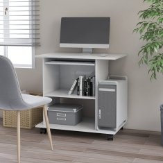 Vidaxl Računalniška miza bela 80x50x75 cm iverna plošča