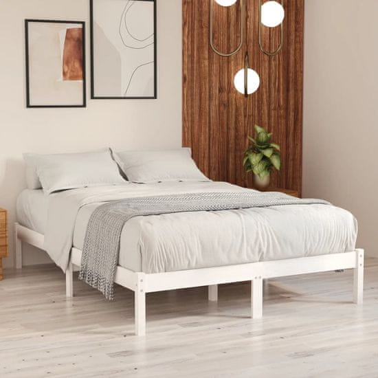 Greatstore Posteljni okvir bel iz trdne borovine 120x200 cm