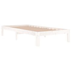 Vidaxl Posteljni okvir bel iz trdnega lesa 90x190 cm 3FT